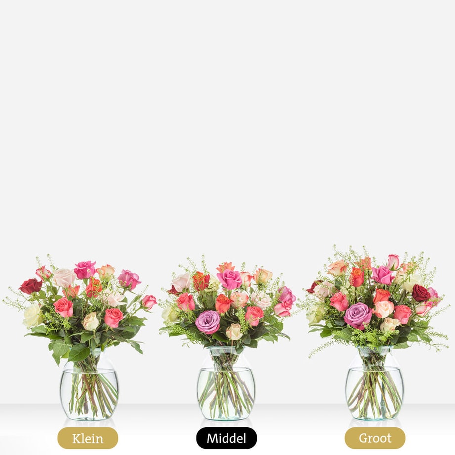 Rooskleurig boeket (inclusief vaas!)