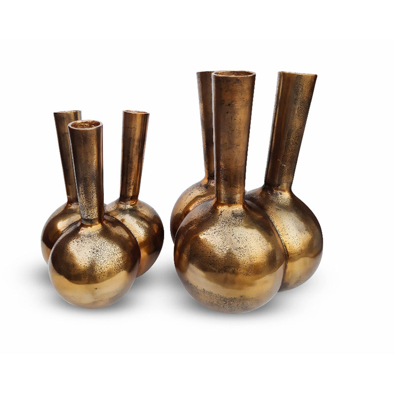 Horn Vase 3 Openings Gold Mini