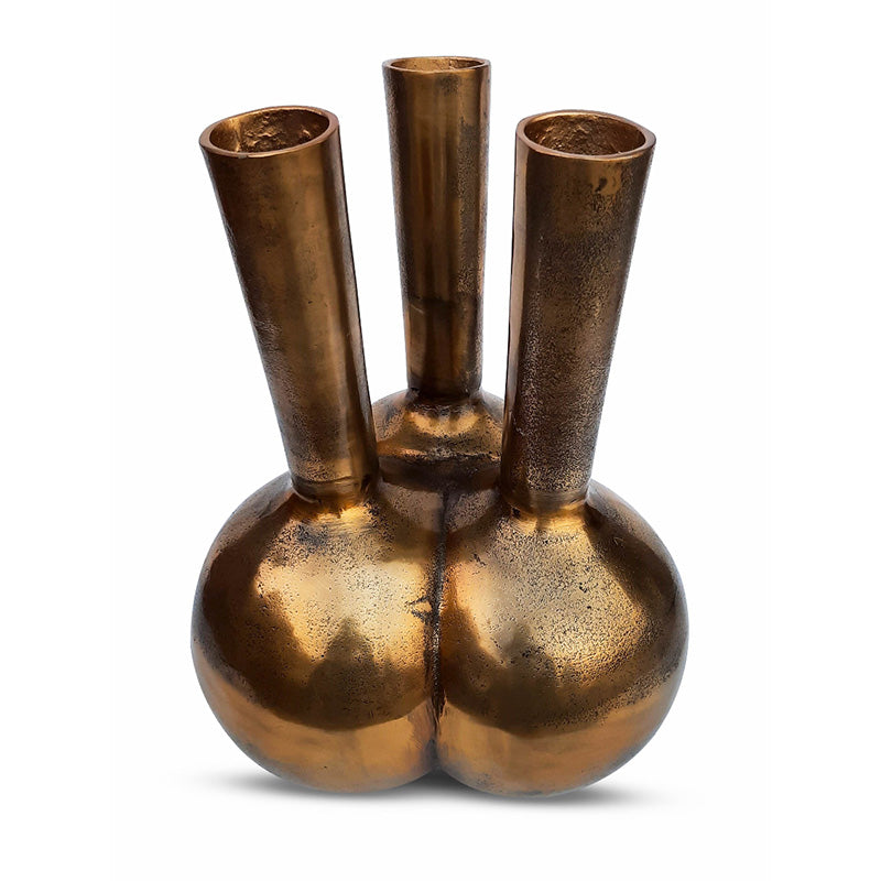 Horn Vase 3 Openings Gold