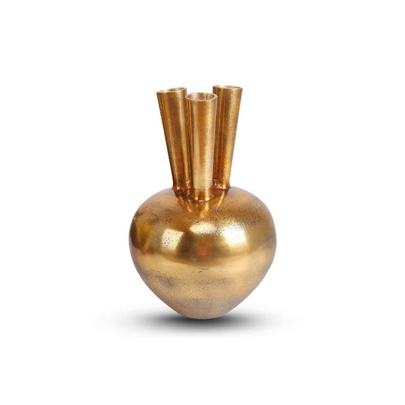 Horn vase oval 3 Openings Gold Mini