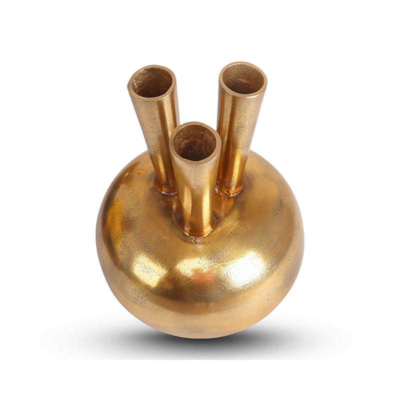 Horn vase oval 3 Openings Gold Mini