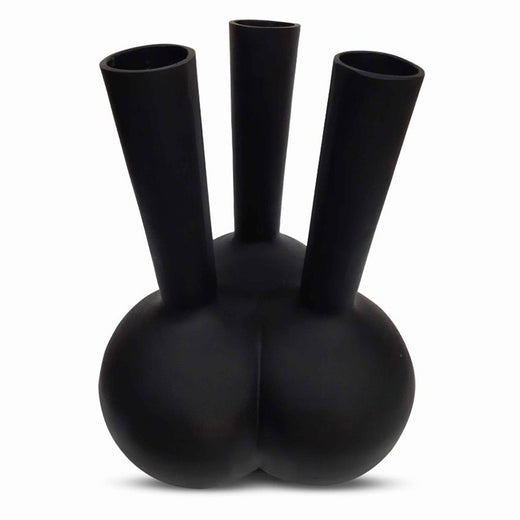 Horn Vase 3 Openings Black Mini