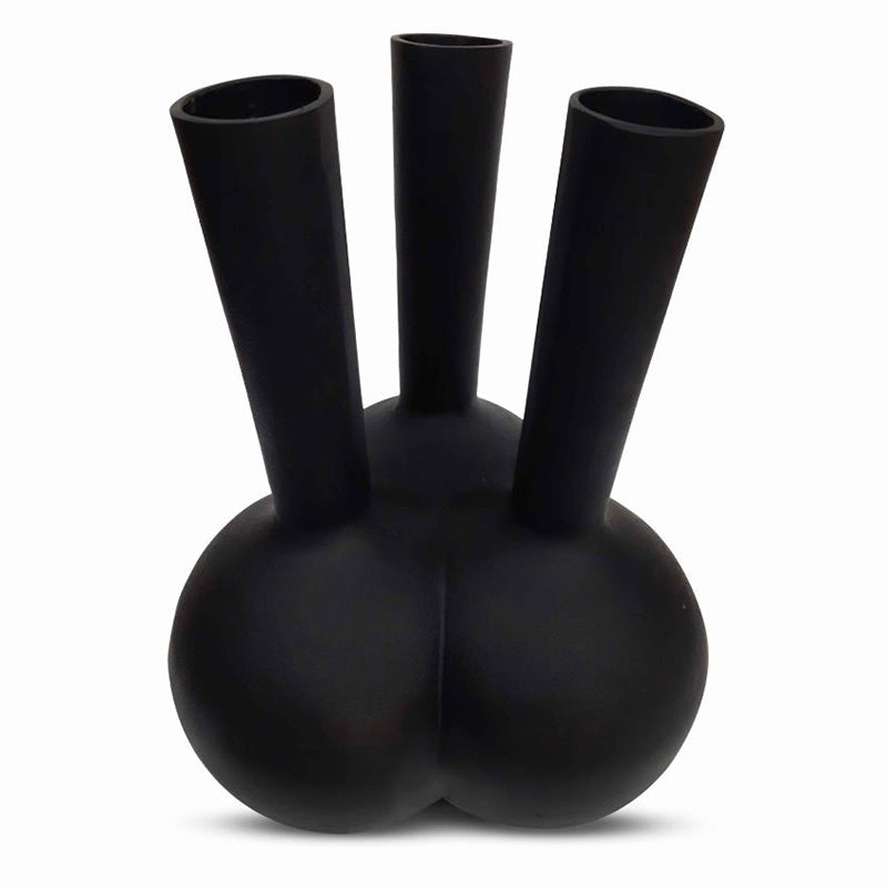 Horn Vase 3 Openings Black Mini