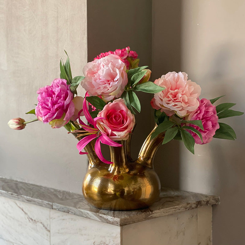 Horn Vase 5 Openings Gold Mini