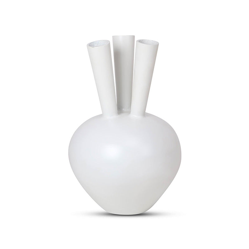 Horn vase oval 3 Openings White
