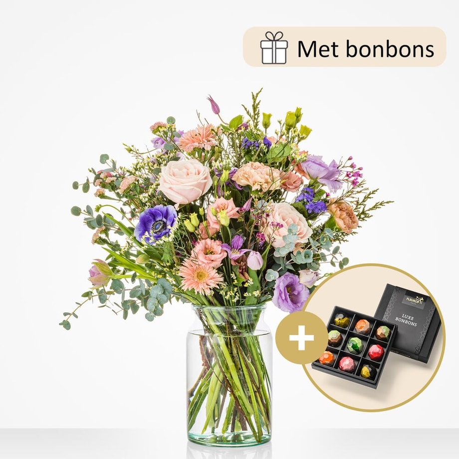 Verwenmoment boeket (cadeauset met chocolade)