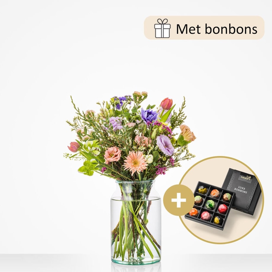 Verwenmoment boeket (cadeauset met chocolade)