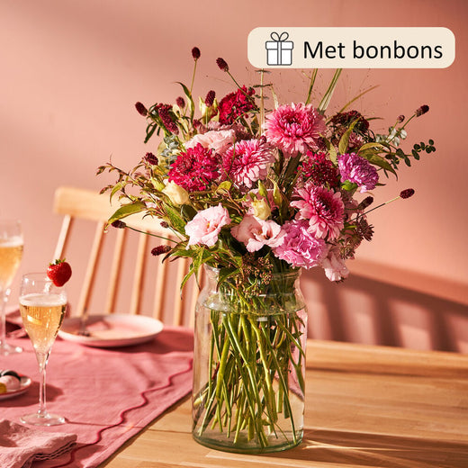 Liefdevol boeket (cadeauset met chocolade)