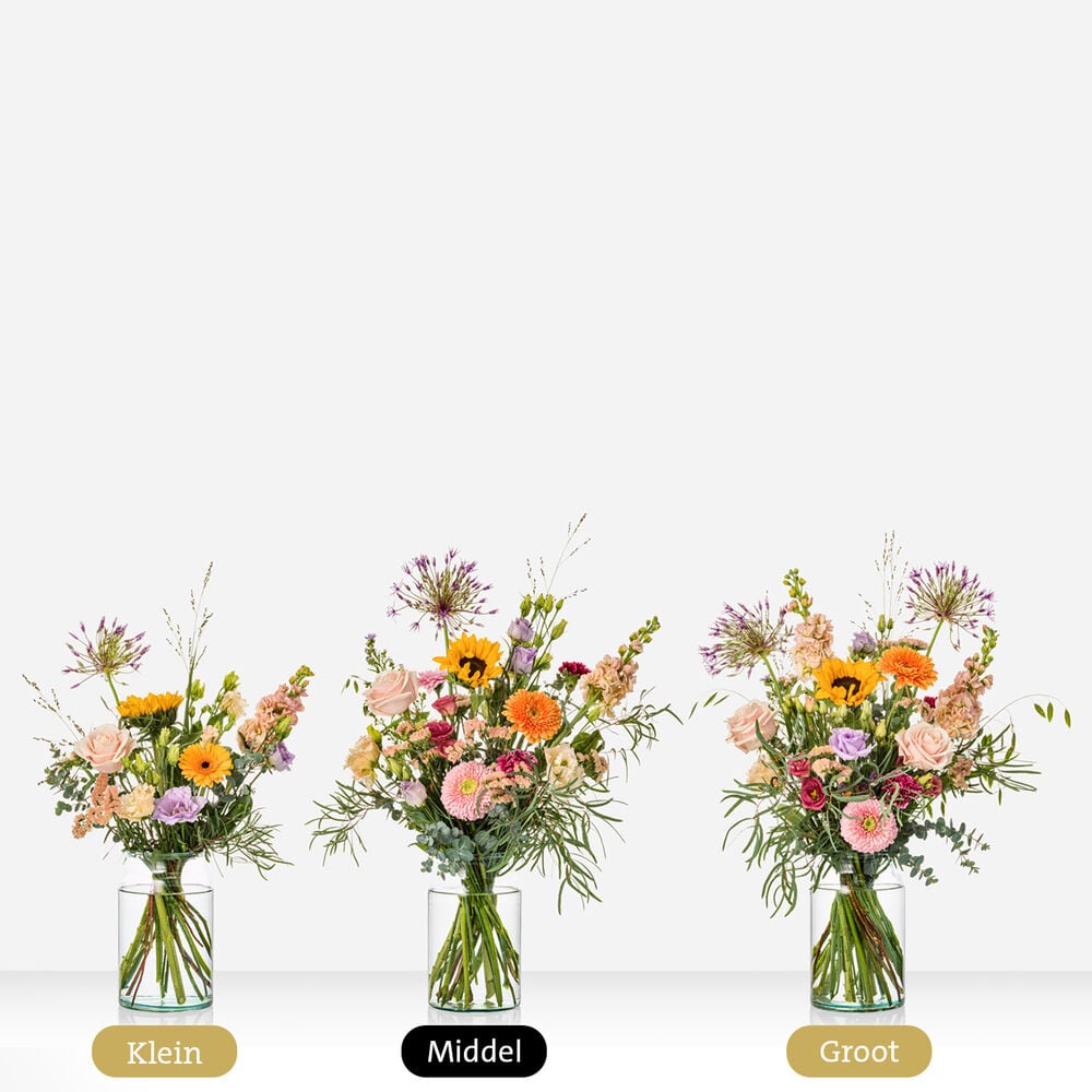 Vaasgeluk boeket (inclusief vaas!)