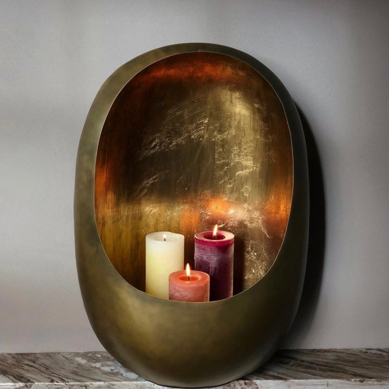 Tealight Holder Standing Egg Gold