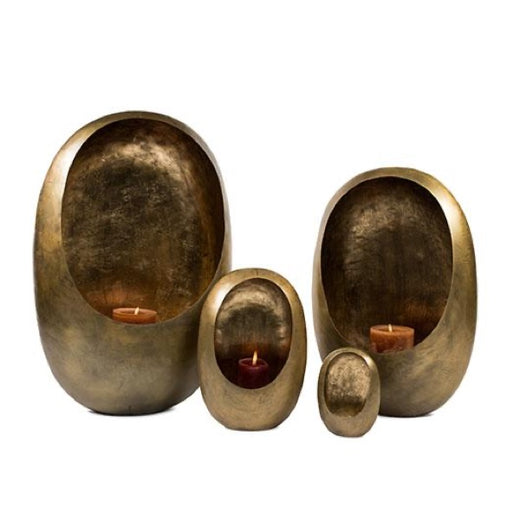 Tealight Holder Standing Egg Gold