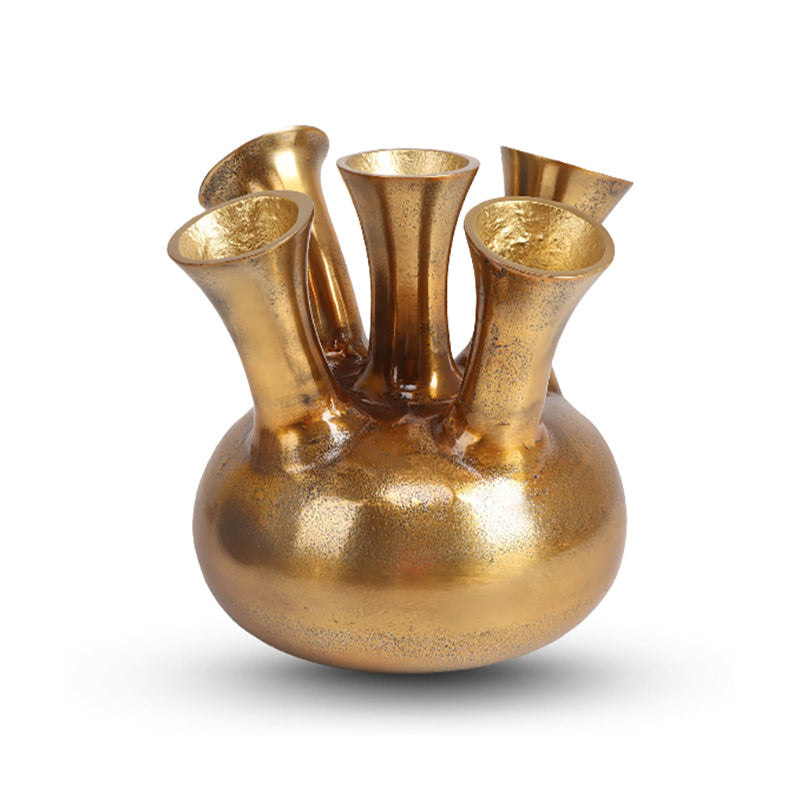 Horn Vase 5 Openings Gold Mini