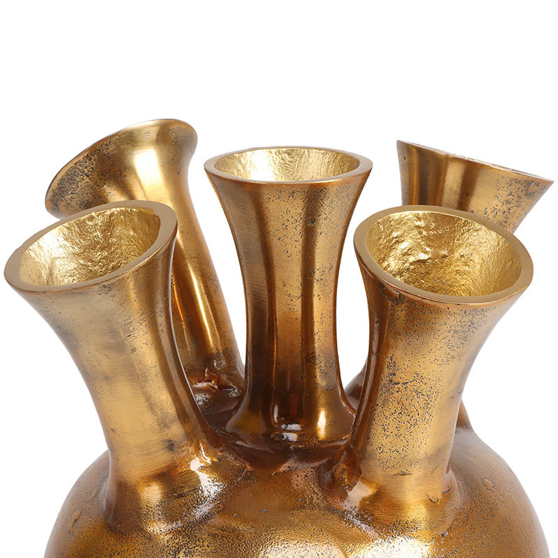 Horn Vase 5 Openings Gold Mini