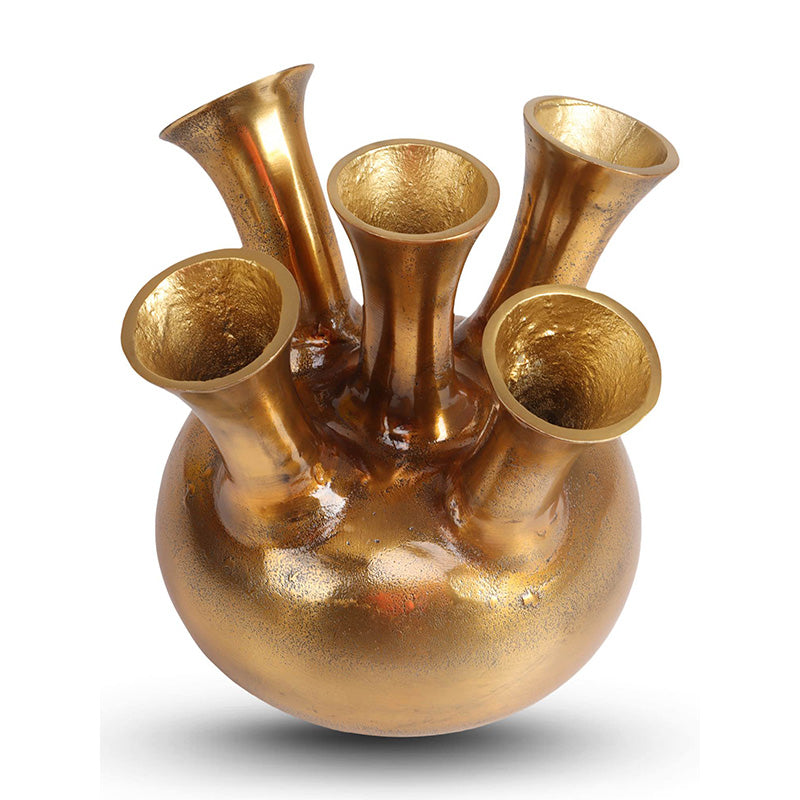 Horn Vase 5 Openings Gold Mini