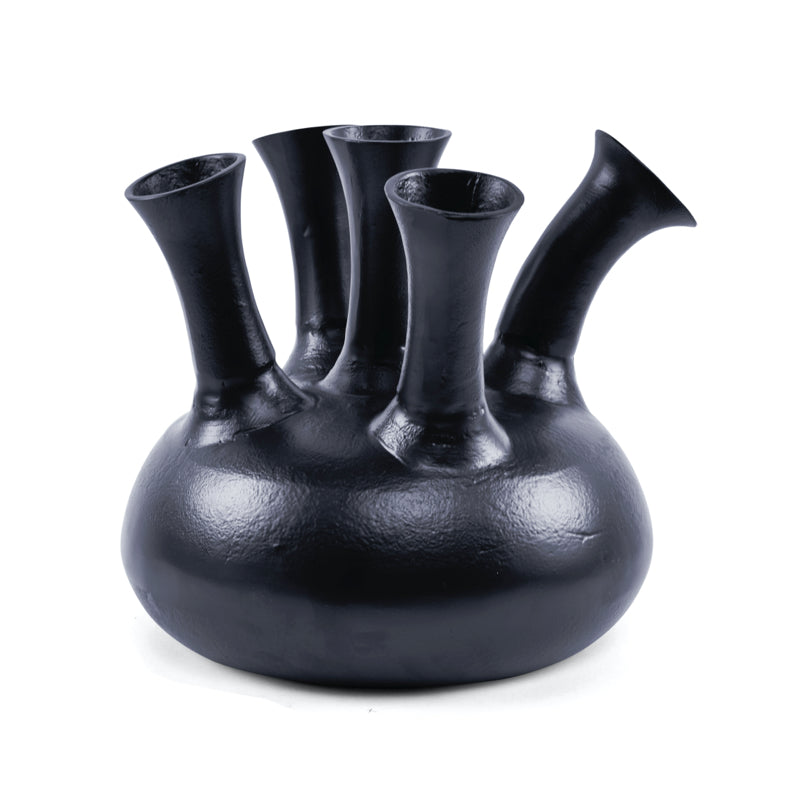 Horn Vase 5 Openings Black